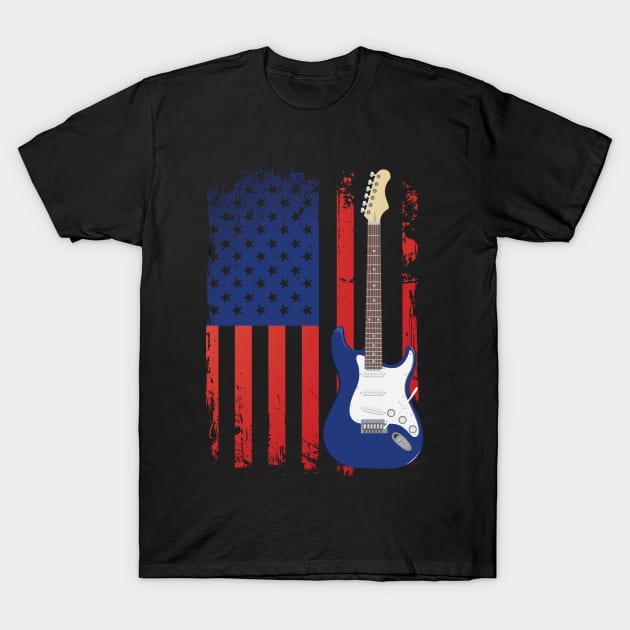 American Flag Guitar fender T-Shirt by Aldebaran